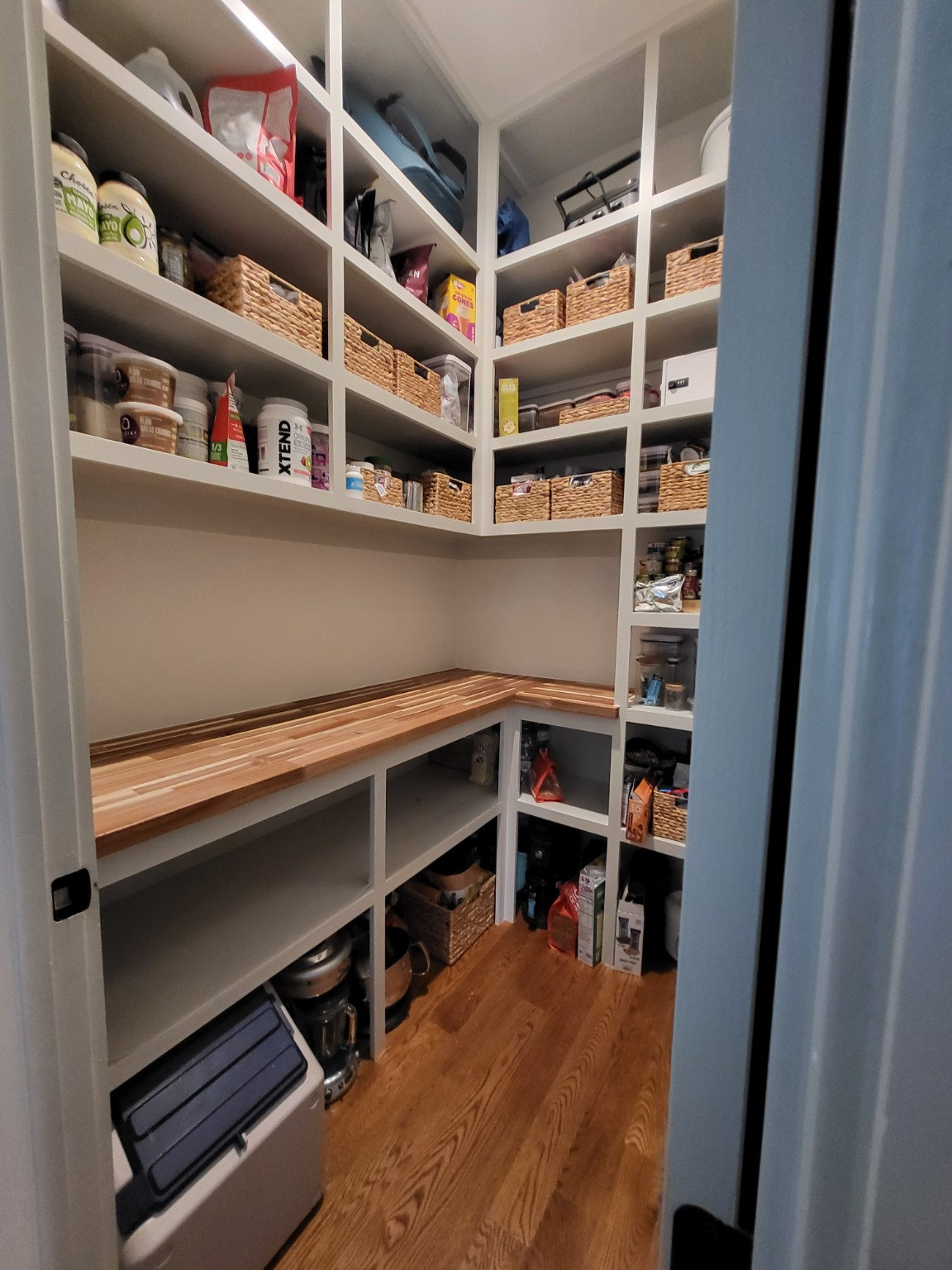 Pantry shelving and work surface
