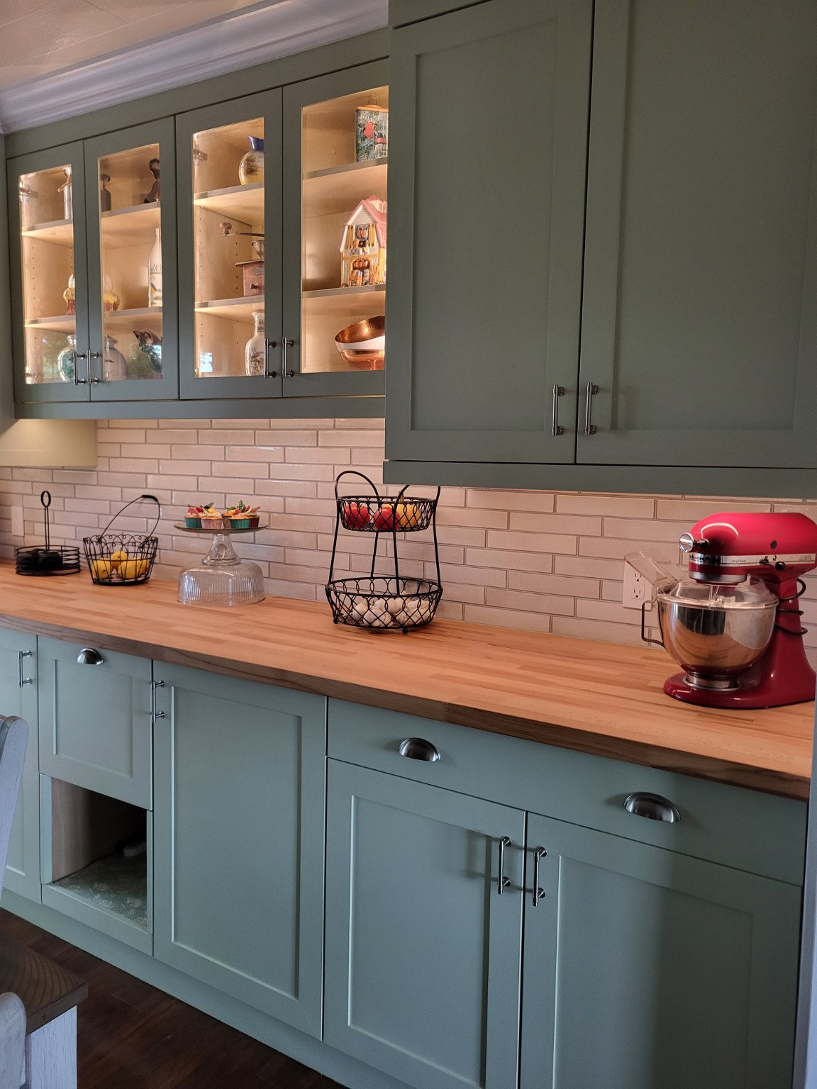 Glass-front display cabinets with integrated lighting